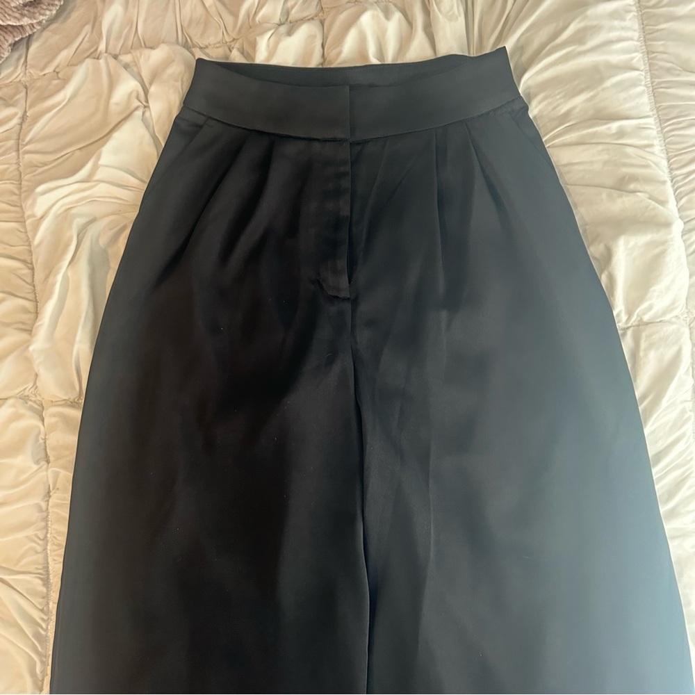 Express Wide Leg Super High Rise Black Satin Pants
